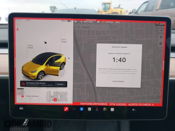 2024 Tesla Model Y Long Range with VIN 7SAYGDEEXRF059620, listed as a IAAI auction lot 42190425 with 16,682 mi miles. Bid and sale history available at carsss.com. Image 7.