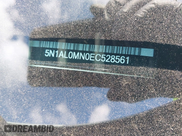 2014 Infiniti QX60 with VIN 5N1AL0MN0EC528561, listed as a IAAI auction lot 42411619 with 178,088 mi miles and . Bid and sale history available at DreamBid. Image 9.