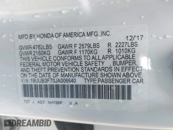 2018 Acura TLX w/Advance Pkg with VIN 19UUB3F70JA006640, listed as a IAAI auction lot 41706149 with 156,763 mi miles. Bid and sale history available at carsss.com. Image 9.