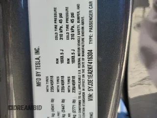 2019 Tesla Model 3 Mid Range with VIN 5YJ3E1EA2KF416304, listed as a Copart auction lot 52792845 with 140,552 mi miles and Salvage Title. Bid and sale history available at DreamBid. Image 14.