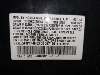 2013 Honda Pilot EX-L with VIN 5FNYF4H5XDB067110, listed as a IAAI auction lot 41639814 with 144,095 mi miles. Bid and sale history available at carsss.com. Image 9.