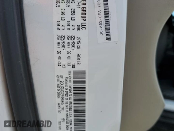 2014 Ram Cargo Van Tradesman with VIN 2C4JRGAGXER455935, listed as a Copart auction lot 67802804 with 137,103 mi miles and Clean Title. Bid and sale history available at carsss.com. Image 13.