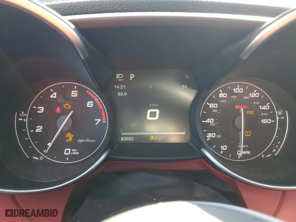 2017 Alfa Romeo Giulia Ti with VIN ZARFAEEN3H7560516, listed as a Copart auction lot 47307515 with 80,693 mi miles and Salvage Title. Bid and sale history available at carsss.com. Image 9.