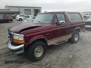 1996 Ford Bronco Custom with VIN 1FMEU15H7TLB67016, listed as a Copart auction lot 43911765 with 150,183 mi miles and Salvage Title. Bid and sale history available at carsss.com. Image 1.