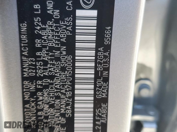 2023 Lexus ES 350 F Sport z VIN 58AJZ1B17PU150006, wystawiony jako Copart lot #49765075 z przebiegiem 22 331 mil mil oraz Szkoda całkowita • Salvage title. Historia ofert i sprzedaży dostępna na DreamBid. Obrazek 12.