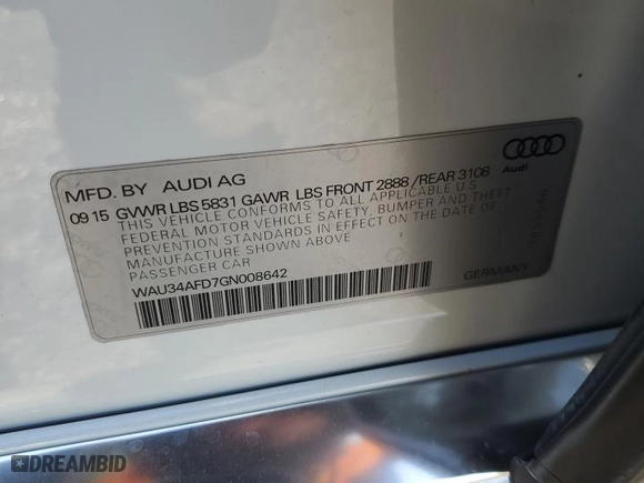 2016 Audi A8 L 3.0T with VIN WAU34AFD7GN008642, listed as a Copart auction lot 88980125 with 78,861 mi miles and Salvage Title. Bid and sale history available at carsss.com. Image 15.