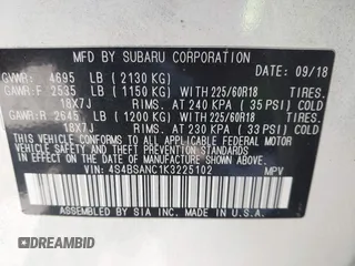 2019 Subaru Outback Limited z VIN 4S4BSANC1K3225102, wystawiony jako IAAI lot #42316247 z przebiegiem 179 444 mil mil oraz . Historia ofert i sprzedaży dostępna na DreamBid. Obrazek 9.