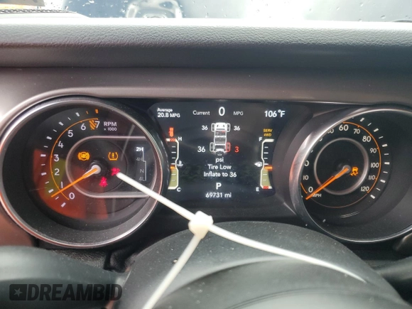 2019 Jeep Wrangler Unlimited Sport S with VIN 1C4HJXDG4KW641619, listed as a Copart auction lot 62551685 with 69,731 mi miles and Non repairable. Bid and sale history available at DreamBid. Image 9.