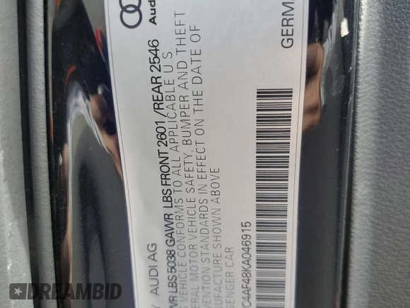 2019 Audi S4 Prestige with VIN WAUC4AF48KA046915, listed as a Copart auction lot 78511144 with 76,018 mi miles and Salvage Title. Bid and sale history available at carsss.com. Image 14.