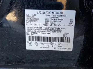 2021 Ford Explorer Limited with VIN 1FMSK7FH7MGC14517, listed as a Copart auction lot 45730845 with 44,469 mi miles and Salvage Title. Bid and sale history available at carsss.com. Image 14.