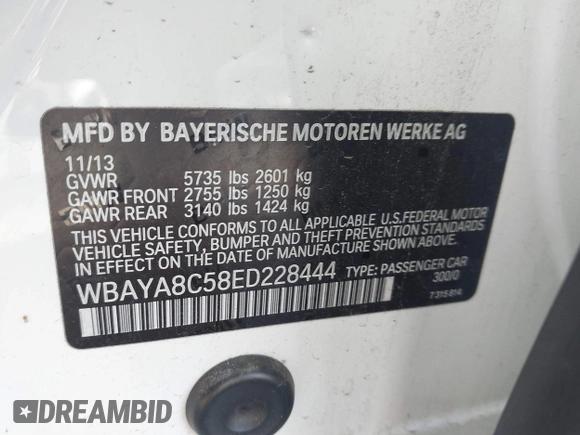 2014 BMW 7 Series 750i с VIN WBAYA8C58ED228444, выставлен на аукционе IAAI как лот 41665037 с пробегом 165 663 миль миль и . История ставок и продаж доступна на DreamBid. Изображение 9.
