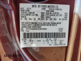2012 Ford F-250 XL with VIN 1FT7X2B64CEB72580, listed as a Copart auction lot 56903305 with 78,816 mi miles and Salvage title. Bid and sale history available at DreamBid. Image 12.