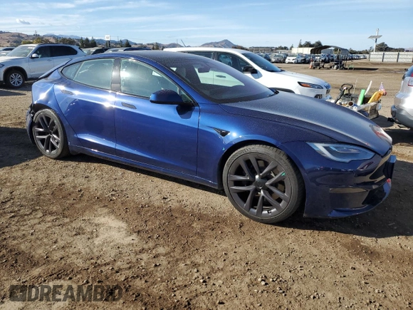 2021 Tesla Model S Long Range with VIN 5YJSA1E56MF428419, listed as a Copart auction lot 80341534 with 22,488 mi miles and Salvage title. Bid and sale history available at DreamBid. Image 4.