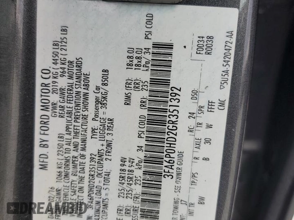 2016 Ford Fusion SE with VIN 3FA6P0HD2GR351392, listed as a Copart auction lot 48238455 with 132,900 mi miles and Salvage Title. Bid and sale history available at carsss.com. Image 13.