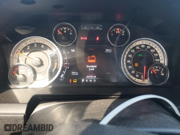 2014 Ram 2500 Laramie with VIN 3C6UR5FL2EG320582, listed as a Copart auction lot 52282625 with 216,745 mi miles and Salvage title. Bid and sale history available at DreamBid. Image 9.