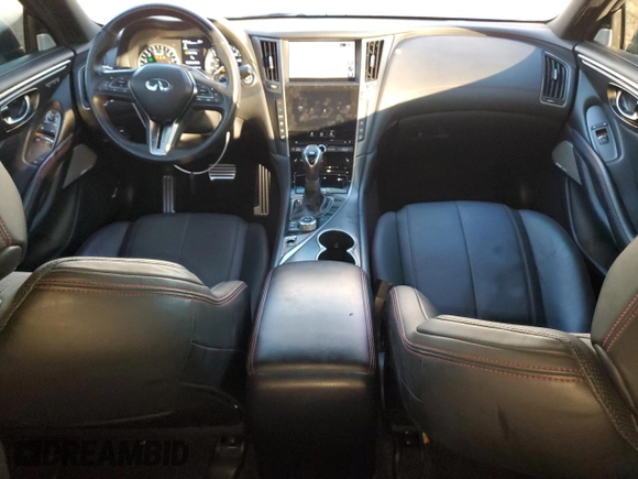 2021 Infiniti Q60 Red Sport 400 with VIN JN1FV7LK3MM530255, listed as a Copart auction lot 82806824 with 27,540 mi miles and Salvage title. Bid and sale history available at DreamBid. Image 8.
