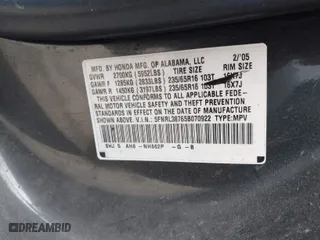 2005 Honda Odyssey EX-L with VIN 5FNRL38765B070922, listed as a IAAI auction lot 41868648 with 192,518 mi miles. Bid and sale history available at carsss.com. Image 9.