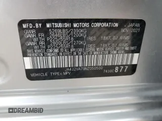 2022 Mitsubishi Outlander SEL with VIN JA4J2VA79NZ050500, listed as a Copart auction lot 55463975 with 81,233 mi miles and Salvage title. Bid and sale history available at DreamBid. Image 14.