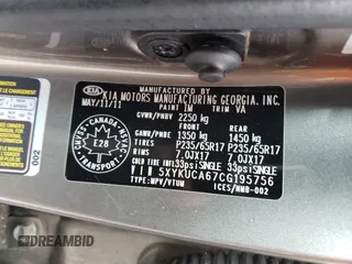 2012 Kia Sorento EX with VIN 5XYKUCA67CG195756, listed as a Copart auction lot 52612595 with 196,438 mi miles and Clean Title. Bid and sale history available at carsss.com. Image 13.
