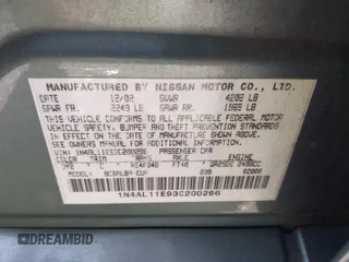 2003 Nissan Altima S z VIN 1N4AL11E93C200296, wystawiony jako IAAI lot #42231686 z przebiegiem 197 595 mil mil oraz . Historia ofert i sprzedaży dostępna na DreamBid. Obrazek 9.