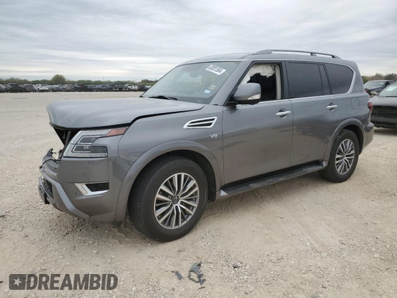 2021 Nissan Armada SL with VIN JN8AY2BAXM9370571, listed as a Copart auction lot 83081584 with 77,776 mi miles and Salvage Title. Bid and sale history available at carsss.com. Image 1.