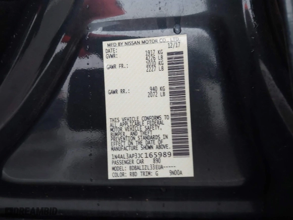 2018 Nissan Altima 2.5 SR with VIN 1N4AL3AP3JC165989, listed as a IAAI auction lot 41490589 with 84,879 mi miles. Bid and sale history available at carsss.com. Image 9.