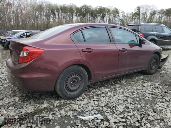 2012 Honda Civic LX with VIN 2HGFB2F56CH590113, listed as a Copart auction lot 51314825 with 168,156 mi miles and Salvage Title. Bid and sale history available at DreamBid. Image 3.