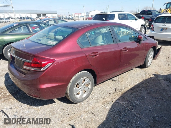 2015 Honda Civic LX with VIN 19XFB2F52FE116108, listed as a IAAI auction lot 42020372 with 161,385 mi miles and . Bid and sale history available at DreamBid. Image 4.