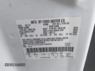 2013 Ford F-150 XL with VIN 1FTFX1CFXDFC69539, listed as a IAAI auction lot 41596646 with 112,098 mi miles. Bid and sale history available at carsss.com. Image 9.