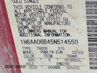 2005 Nissan Titan SE с VIN 1N6AA06B45N514550, выставлен на аукционе IAAI как лот 42579433 с пробегом 435 979 миль миль и . История ставок и продаж доступна на DreamBid. Изображение 9.