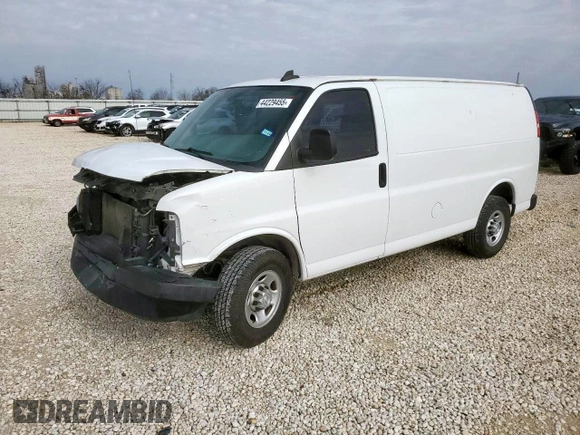 2020 Chevrolet Express Cargo with VIN 1GCWGAFP7L1127228, listed as a Copart auction lot 58584465 with 83,826 mi miles and Salvage title. Bid and sale history available at DreamBid. Image 1.