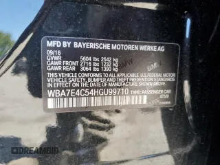 2017 BMW 7 Series 740i xDrive with VIN WBA7E4C54HGU99710, listed as a Copart auction lot 69572544 with 0 mi miles and Salvage Title. Bid and sale history available at carsss.com. Image 14.