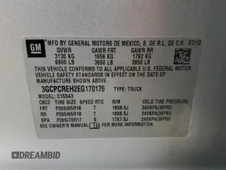 2014 Chevrolet Silverado 1500 LT with VIN 3GCPCREH2EG170176, listed as a Copart auction lot 87730735 with 141,680 mi miles and Clean Title. Bid and sale history available at DreamBid. Image 14.