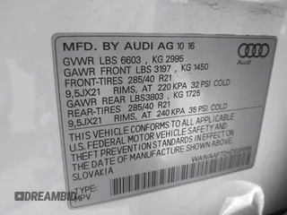 2017 Audi Q7 Prestige with VIN WA1VAAF72HD035098, listed as a IAAI auction lot 42664203 with 49,279 mi miles and . Bid and sale history available at DreamBid. Image 9.