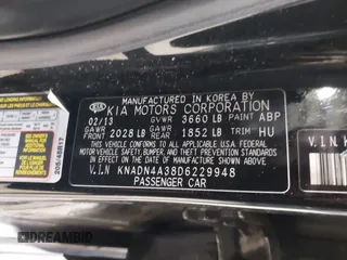 2013 Kia Rio SX with VIN KNADN4A38D6229948, listed as a IAAI auction lot 42007877 with 126,695 mi miles. Bid and sale history available at carsss.com. Image 9.