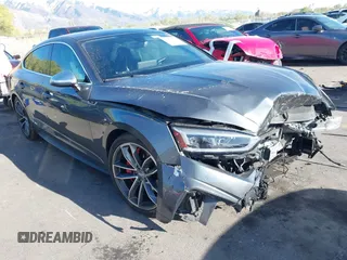 2018 Audi S5 Sportback Premium Plus z VIN WAUB4CF57JA004508, wystawiony jako IAAI lot #42099366 z przebiegiem 72 492 mil mil oraz . Historia ofert i sprzedaży dostępna na DreamBid. Obrazek 1.