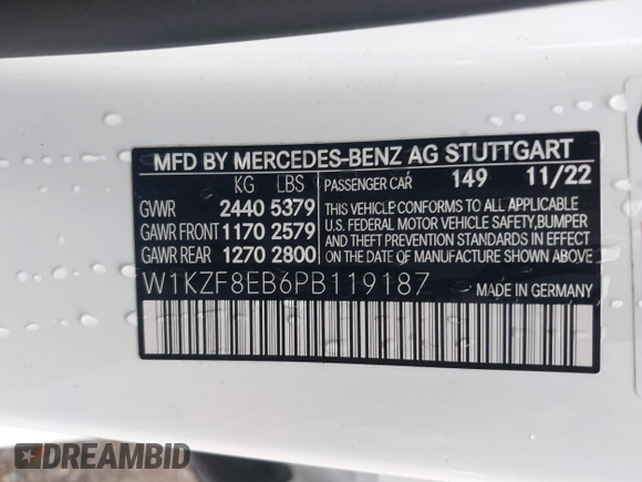 2023 Mercedes-Benz E 350 z VIN W1KZF8EB6PB119187, wystawiony jako IAAI lot #42179987 z przebiegiem 42 813 mil mil oraz . Historia ofert i sprzedaży dostępna na DreamBid. Obrazek 9.