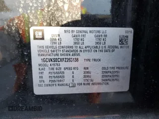 2015 Chevrolet Silverado 1500 LTZ with VIN 1GCVKSECXFZ265138, listed as a Copart auction lot 43598575 with 80,872 mi miles and Salvage Title. Bid and sale history available at carsss.com. Image 12.