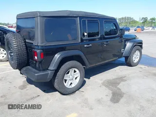 2018 Jeep Wrangler Unlimited Sport with VIN 1C4HJXDN3JW198375, listed as a IAAI auction lot 41965568 with 106,418 mi miles and . Bid and sale history available at DreamBid. Image 4.