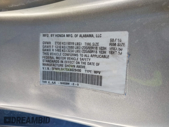2019 Honda Odyssey EX-L with VIN 5FNRL6H76KB028490, listed as a IAAI auction lot 41636751 with 79,827 mi miles. Bid and sale history available at carsss.com. Image 9.