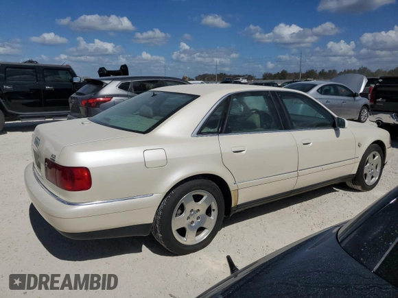 2000 Audi A8 with VIN WAUFL54D5YN006447, listed as a Copart auction lot 77151504 with Not provided miles and Salvage title. Bid and sale history available at DreamBid. Image 3.