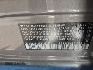 2013 Volkswagen Golf TDI z VIN WVWDM7AJ0DW137139, wystawiony jako IAAI lot #41390911 z przebiegiem 88 693 mil mil oraz . Historia ofert i sprzedaży dostępna na DreamBid. Obrazek 9.