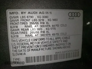 2015 Audi Q7 Premium Plus with VIN WA1LGAFEXFD028840, listed as a Copart auction lot 62537525 with 118,873 mi miles and Clean title. Bid and sale history available at DreamBid. Image 13.