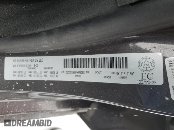 2015 Chrysler 200 Limited with VIN 1C3CCCAG0FN740388, listed as a Copart auction lot 88290665 with 145,488 mi miles and Clean Title. Bid and sale history available at carsss.com. Image 12.
