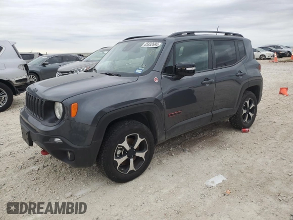2022 Jeep Renegade Trailhawk with VIN ZACNJDC18NPN71314, listed as a Copart auction lot 85932694 with 29,651 mi miles and Salvage Title. Bid and sale history available at DreamBid. Image 1.