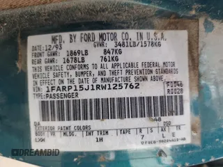 1994 Ford Escort z VIN 1FARP15J1RW125762, wystawiony jako Copart lot #85853184 z przebiegiem 75 229 mil mil oraz Szkoda całkowita • Salvage title. Historia ofert i sprzedaży dostępna na DreamBid. Obrazek 12.