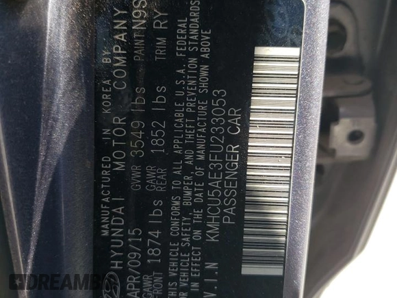 2015 Hyundai Accent Sport with VIN KMHCU5AE3FU233053, listed as a Copart auction lot 55346784 with 159,853 mi miles and Salvage Title. Bid and sale history available at carsss.com. Image 12.
