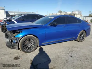 2020 Genesis G80 3.3T Sport with VIN KMTFN4JB3LU334637, listed as a Copart auction lot 84690494 with 111,403 mi miles and Salvage Title. Bid and sale history available at carsss.com. Image 1.