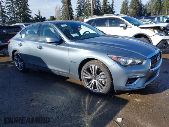 2018 Infiniti Q50 Hybrid Premium with VIN JN1AV7AR7JM540051, listed as a IAAI auction lot 41488180 with 1,110 mi miles and . Bid and sale history available at carsss.com. Image 1.