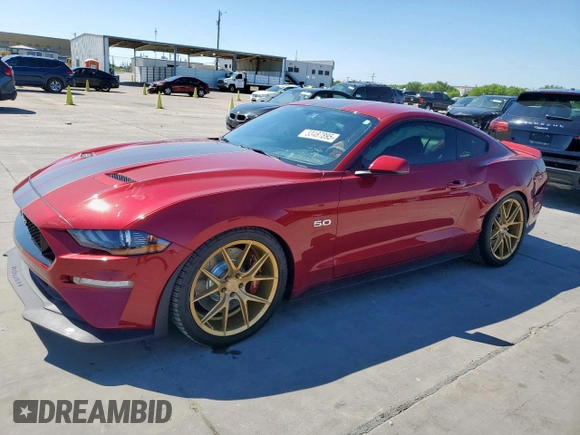 2019 Ford Mustang GT with VIN 1FA6P8CF4K5161211, listed as a Copart auction lot 53487895 with 46,877 mi miles and Salvage Title. Bid and sale history available at carsss.com. Image 1.